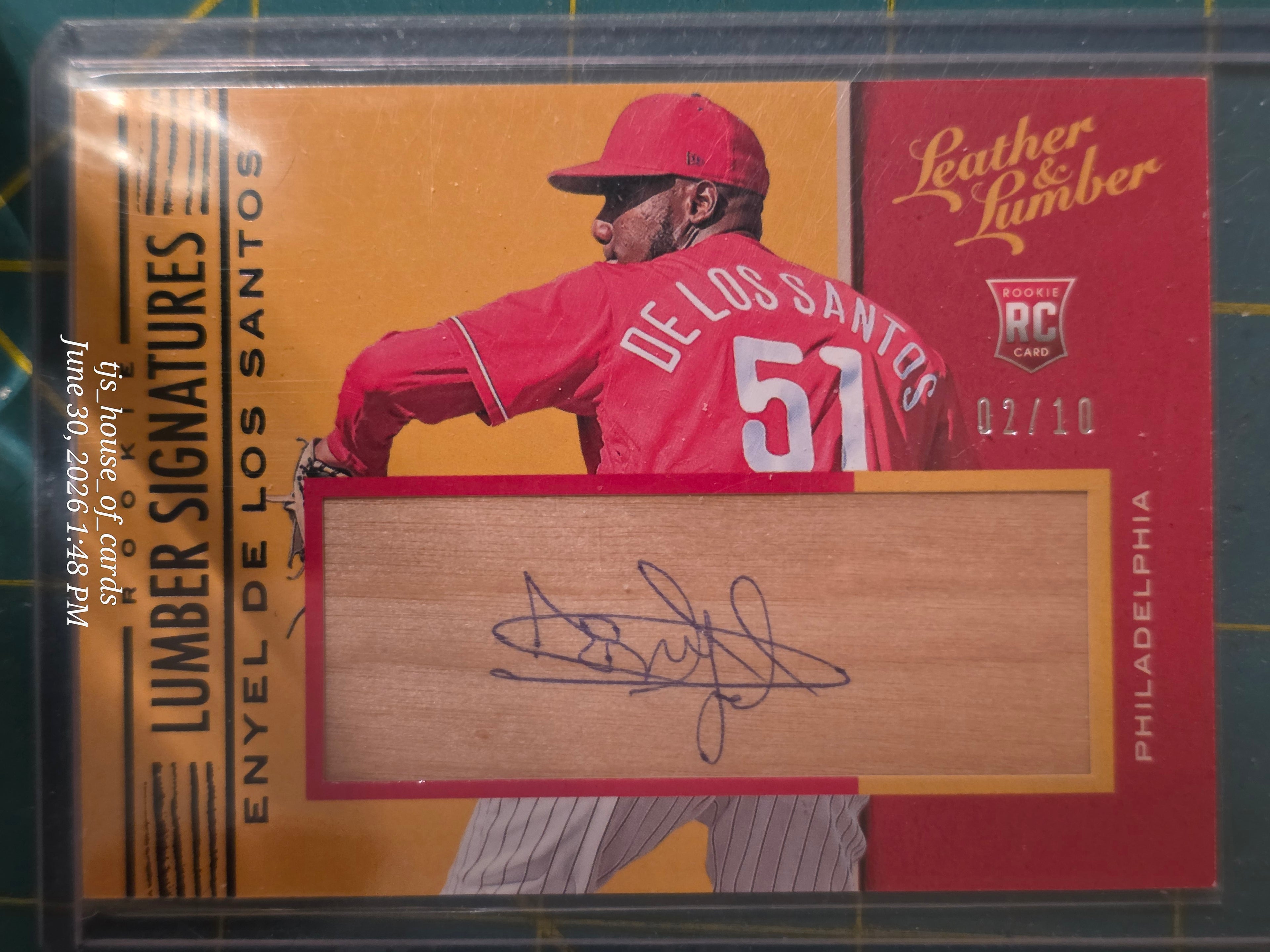 2019 Panini Leather and Lumber Enyel De Los Santos relic auto